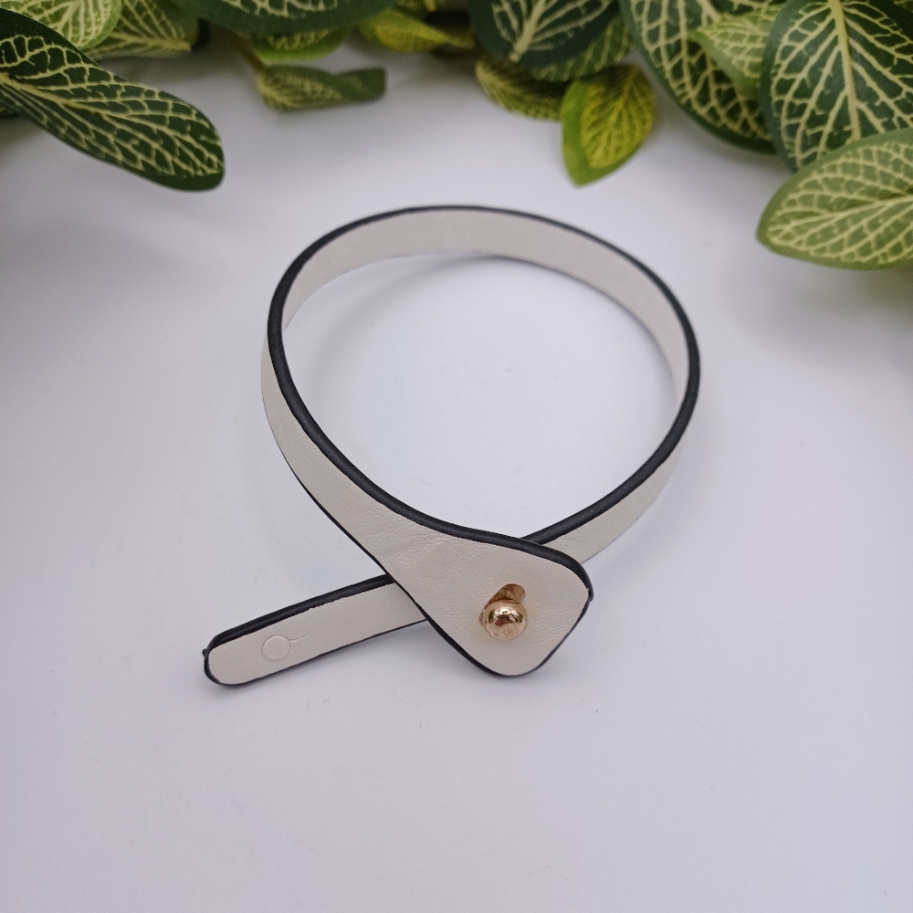 Elegant White Faux Leather Bracelet